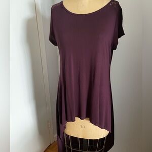 T-Shirt Top, Lace Back Asymmetrical